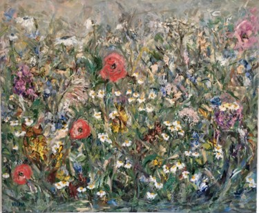 Malerei mit dem Titel "Wildflowers meadow…" von Vilma Gataveckiene, Original-Kunstwerk, Öl