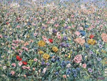 Peinture intitulée "Blooming happy II" par Vilma Gataveckiene, Œuvre d'art originale, Huile