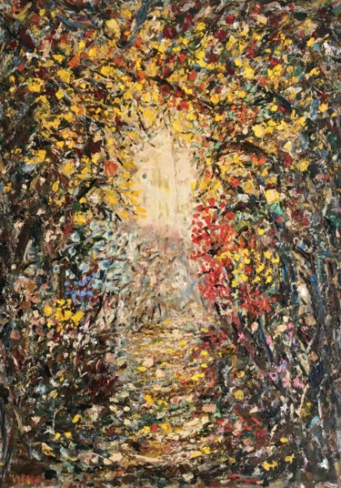 Painting titled "Colorful Autumn" by Vilma Gataveckiene, Original Artwork, Oil
