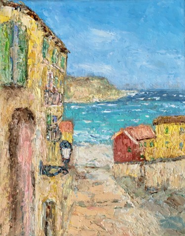 Painting titled "Menton France Oil P…" by Vilma Gataveckiene, Original Artwork, Oil