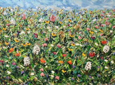 Painting titled "Summer Flowers Fiel…" by Vilma Gataveckiene, Original Artwork, Oil