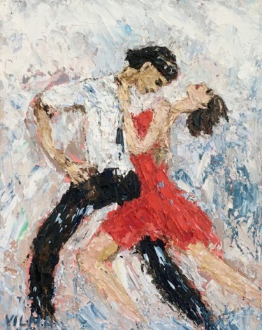 Painting titled "Tango Dancing Coupl…" by Vilma Gataveckiene, Original Artwork, Oil