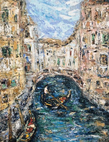 Peinture intitulée "Venice Italy Canal…" par Vilma Gataveckiene, Œuvre d'art originale, Huile