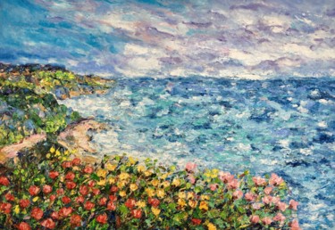 Painting titled "Seascape Coastal Im…" by Vilma Gataveckiene, Original Artwork, Oil