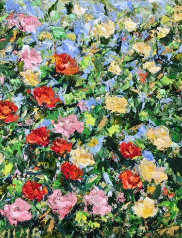 Pintura titulada "Roses Flowers Impas…" por Vilma Gataveckiene, Obra de arte original, Oleo