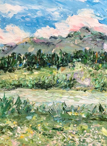 Pintura titulada "Swiss Mountains Oil…" por Vilma Gataveckiene, Obra de arte original, Oleo