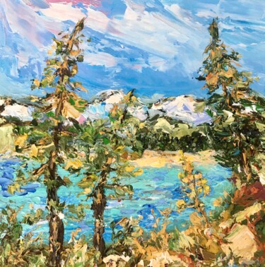 Painting titled "Lake Tahoe Californ…" by Vilma Gataveckiene, Original Artwork, Oil