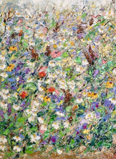 Malerei mit dem Titel "Wildflowers Meadow…" von Vilma Gataveckiene, Original-Kunstwerk, Öl