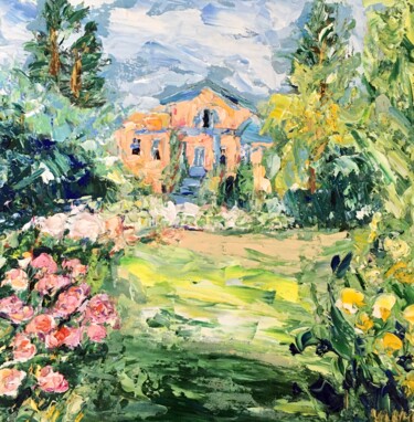 Pintura titulada "Garden House Impast…" por Vilma Gataveckiene, Obra de arte original, Oleo