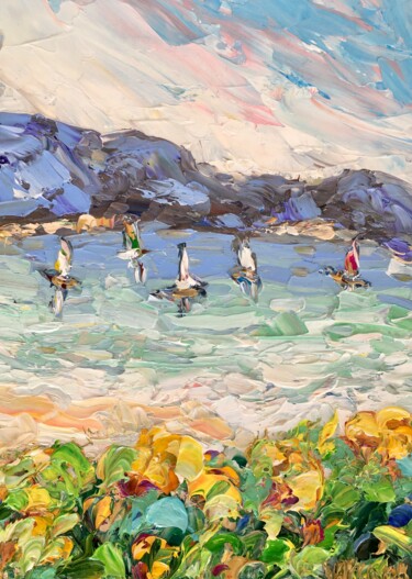 Pittura intitolato "Lake Garda Impasto…" da Vilma Gataveckiene, Opera d'arte originale, Olio
