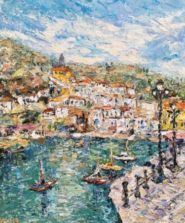 Peinture intitulée "Amalfi Coast Impast…" par Vilma Gataveckiene, Œuvre d'art originale, Huile