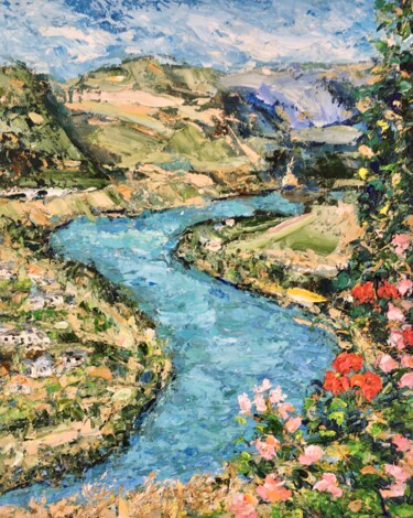 Картина под названием "Moselle River Impas…" - Vilma Gataveckiene, Подлинное произведение искусства, Масло