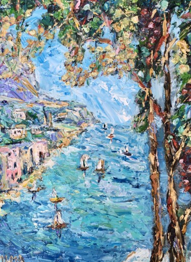 Painting titled "Capri Italy Impasto…" by Vilma Gataveckiene, Original Artwork, Oil