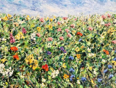 Peinture intitulée "Flowers Blooming Fi…" par Vilma Gataveckiene, Œuvre d'art originale, Huile