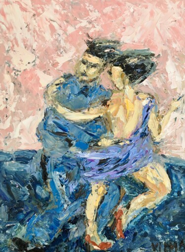 Malerei mit dem Titel "Dancing Couple Impa…" von Vilma Gataveckiene, Original-Kunstwerk, Öl