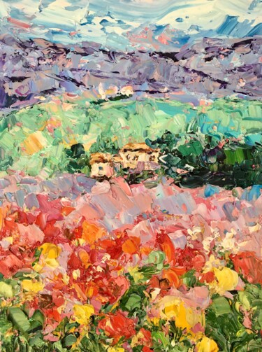Malerei mit dem Titel "Tuscany Landscape I…" von Vilma Gataveckiene, Original-Kunstwerk, Öl