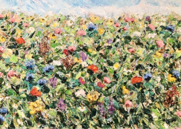 Painting titled "Blooming Flowers Fi…" by Vilma Gataveckiene, Original Artwork, Oil