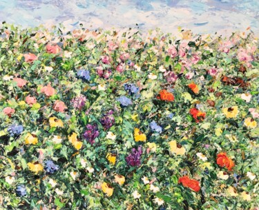 Painting titled "Field Of Wildflower…" by Vilma Gataveckiene, Original Artwork, Oil