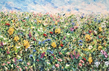 Painting titled "Large Blooming Flow…" by Vilma Gataveckiene, Original Artwork, Oil