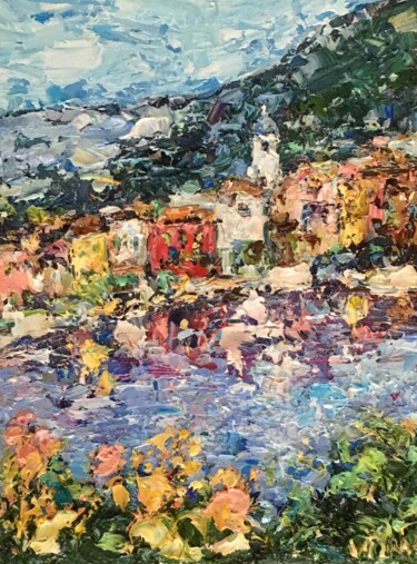 Ζωγραφική με τίτλο "Portofino Landscape…" από Vilma Gataveckiene, Αυθεντικά έργα τέχνης, Λάδι
