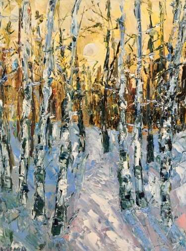 Картина под названием "Winter Landscape Su…" - Vilma Gataveckiene, Подлинное произведение искусства, Масло