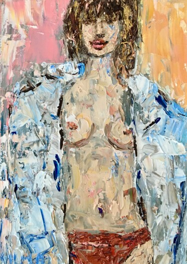 Painting titled "Female Figure Oil P…" by Vilma Gataveckiene, Original Artwork, Oil