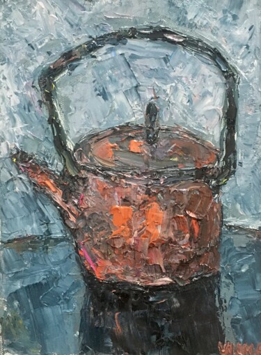 Картина под названием "Teapot Oil Painting…" - Vilma Gataveckiene, Подлинное произведение искусства, Масло