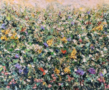 Painting titled "Flower Meadow Impas…" by Vilma Gataveckiene, Original Artwork, Oil
