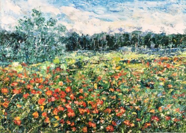 Peinture intitulée "Red Poppies Field I…" par Vilma Gataveckiene, Œuvre d'art originale, Huile