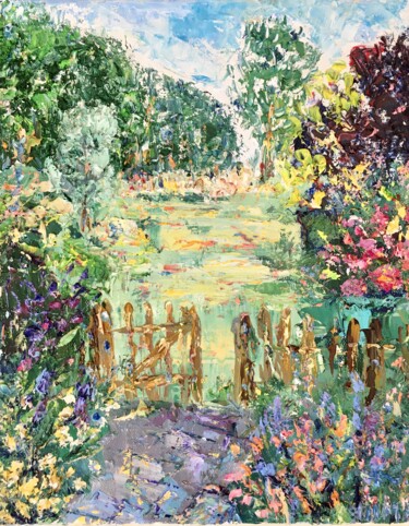 Painting titled "Flowers Garden Impa…" by Vilma Gataveckiene, Original Artwork, Oil