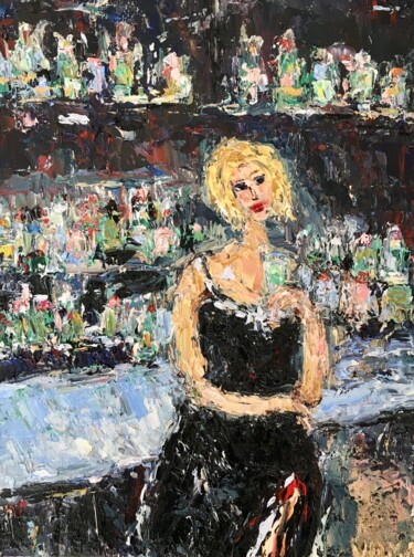 Schilderij getiteld "Bar Scene Oil Paint…" door Vilma Gataveckiene, Origineel Kunstwerk, Olie