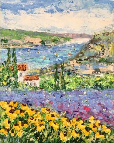 Painting titled "France Provence Lan…" by Vilma Gataveckiene, Original Artwork, Oil