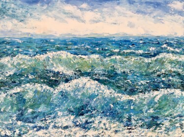 Painting titled "Sea Impasto Oil Pai…" by Vilma Gataveckiene, Original Artwork, Oil