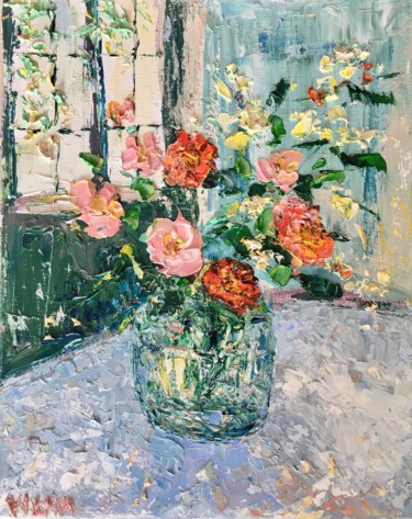 Peinture intitulée "Summer Flowers In T…" par Vilma Gataveckiene, Œuvre d'art originale, Huile