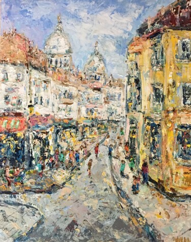 Painting titled "Montmartre Paris Im…" by Vilma Gataveckiene, Original Artwork, Oil