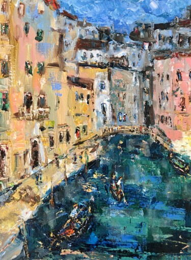 Картина под названием "Venice Italy Citysc…" - Vilma Gataveckiene, Подлинное произведение искусства, Масло