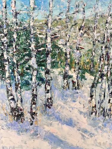 Картина под названием "Winter Landscape Im…" - Vilma Gataveckiene, Подлинное произведение искусства, Масло