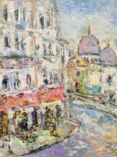 Картина под названием "Montmartre Paris Oi…" - Vilma Gataveckiene, Подлинное произведение искусства, Масло