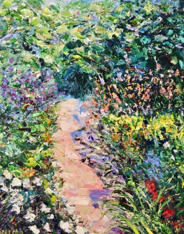 Peinture intitulée "Blooming Garden Pat…" par Vilma Gataveckiene, Œuvre d'art originale, Huile