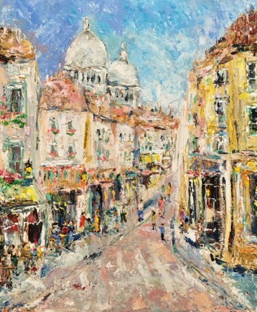 Painting titled "Paris Montmartre Oi…" by Vilma Gataveckiene, Original Artwork, Oil