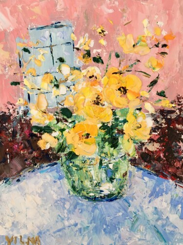 Malarstwo zatytułowany „Summer Bouquet Impa…” autorstwa Vilma Gataveckiene, Oryginalna praca, Olej