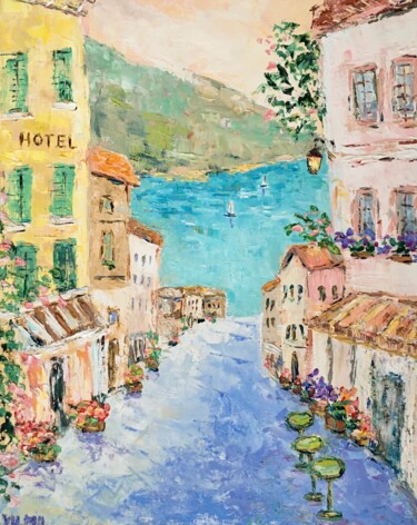 Malerei mit dem Titel "Bellagio Village It…" von Vilma Gataveckiene, Original-Kunstwerk, Öl