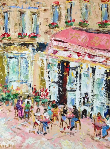 Картина под названием "Montmartre Paris Ca…" - Vilma Gataveckiene, Подлинное произведение искусства, Масло