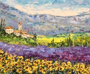 Painting titled "Tuscany Landscape O…" by Vilma Gataveckiene, Original Artwork, Oil