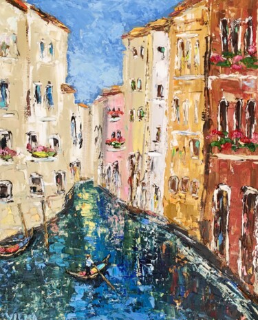 Schilderij getiteld "Venice Italy Landsc…" door Vilma Gataveckiene, Origineel Kunstwerk, Olie