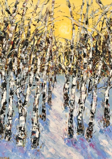 Pittura intitolato "Winter Landscape Su…" da Vilma Gataveckiene, Opera d'arte originale, Olio