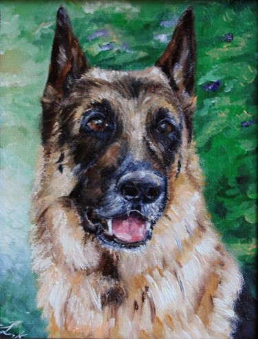 Painting titled "German Shepherd" by Vilonik, Original Artwork