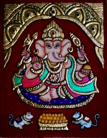 Ζωγραφική με τίτλο "motu-ganesh-prof.jpg" από Vimala V, Αυθεντικά έργα τέχνης