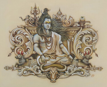 Painting titled "Lord Shiva" by Vinayak Borkar, Original Artwork, Oil