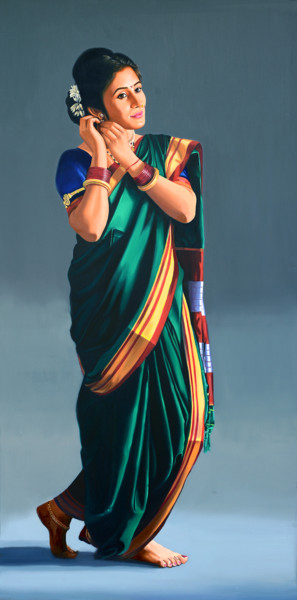 Картина под названием "Manodnya" - Vinayak Takalkar, Подлинное произведение искусства, Масло